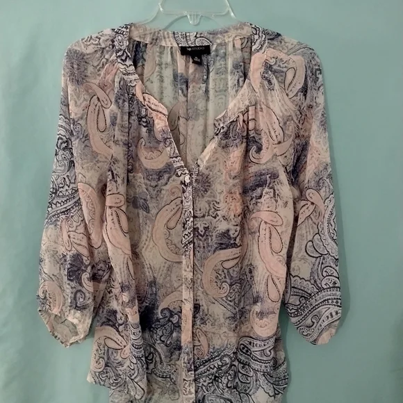 Paisley Print Sheer Blouse - Picture 4 of 7